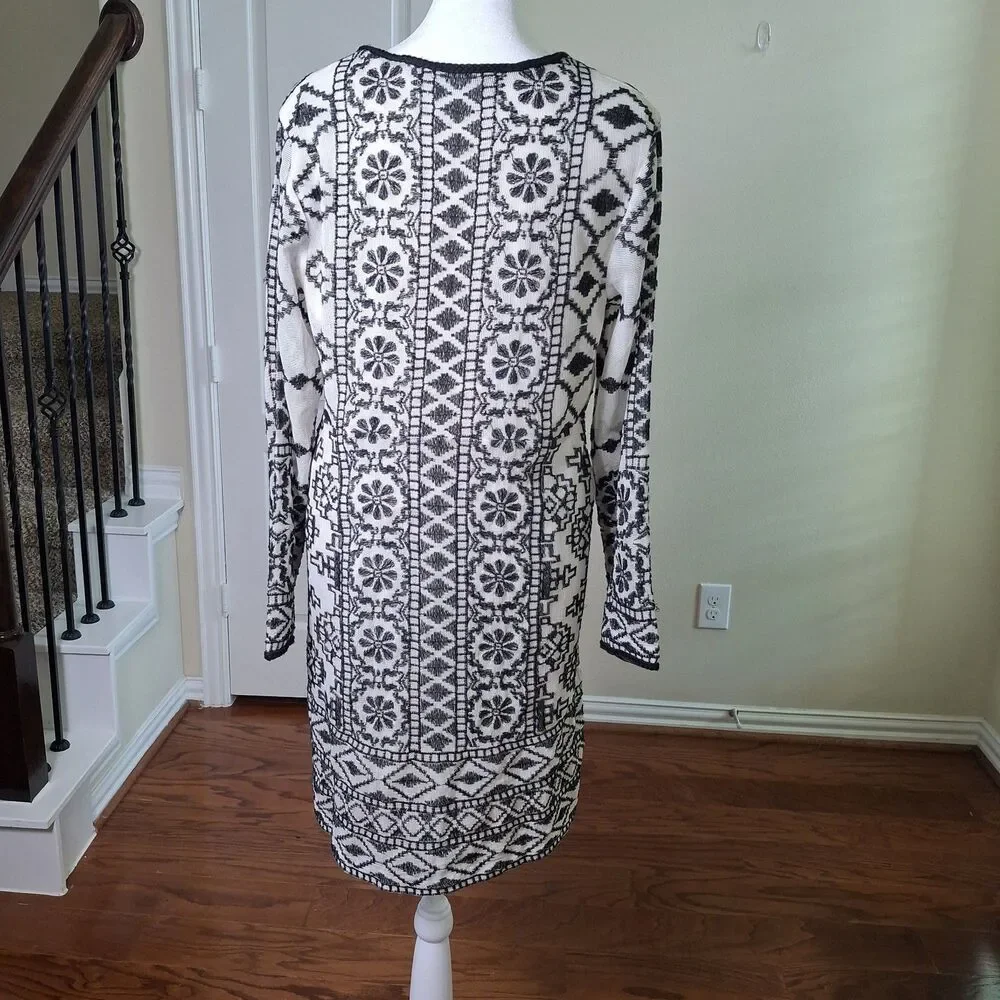 Revolve Antik Batik Dress Black White M Embroidered Tassel Boho Romantic Goth